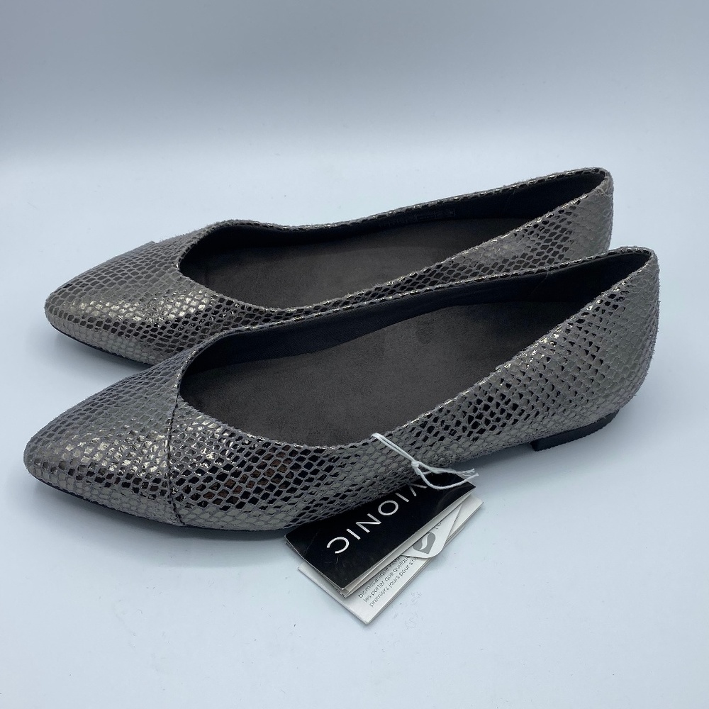 Vionic Gem Caballo Gunmetal Snake NEW Size 9